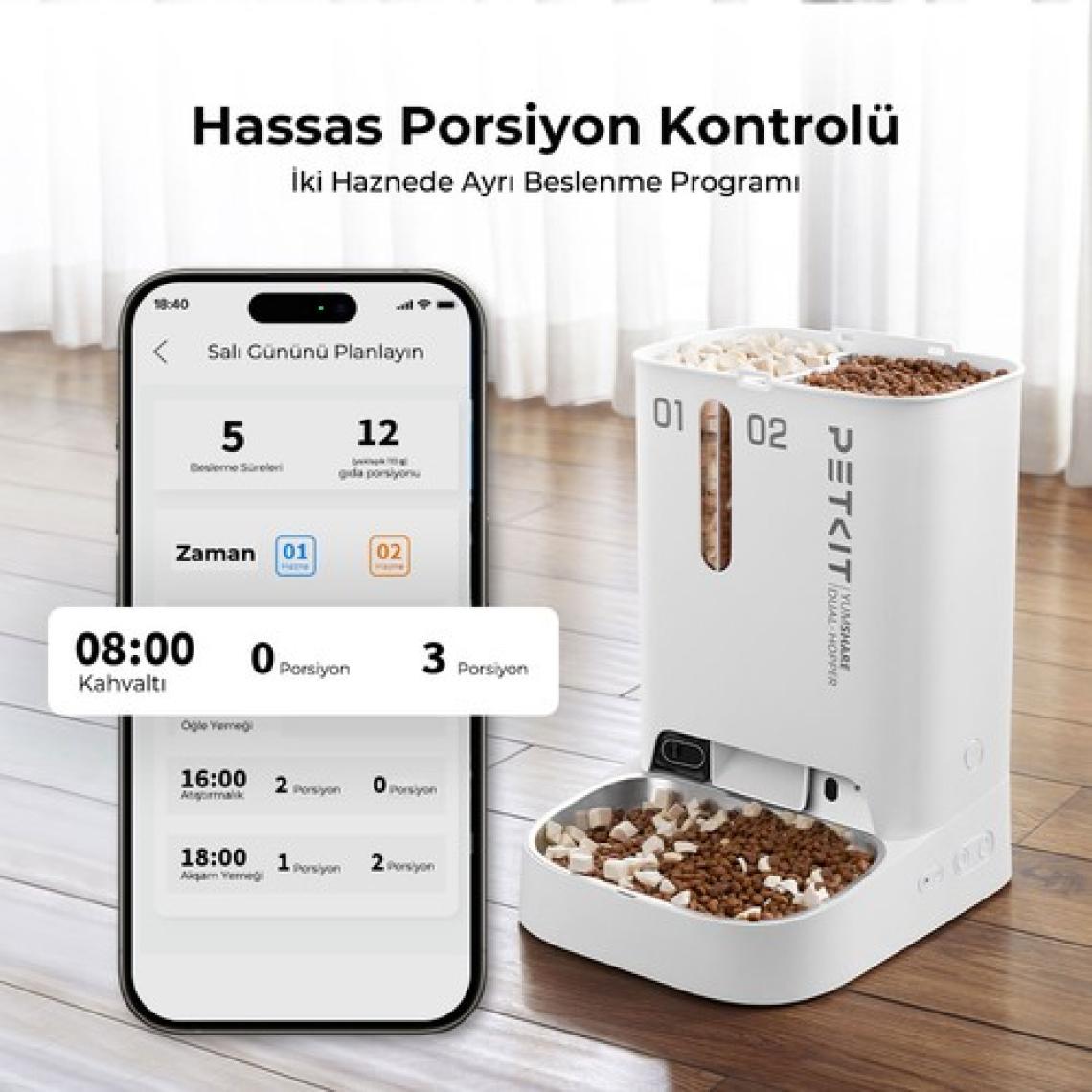 Petkit Yumshare Kameralı Çift Hazneli Akıllı Mama Kabı (Resmi Distribütör Garantili)
