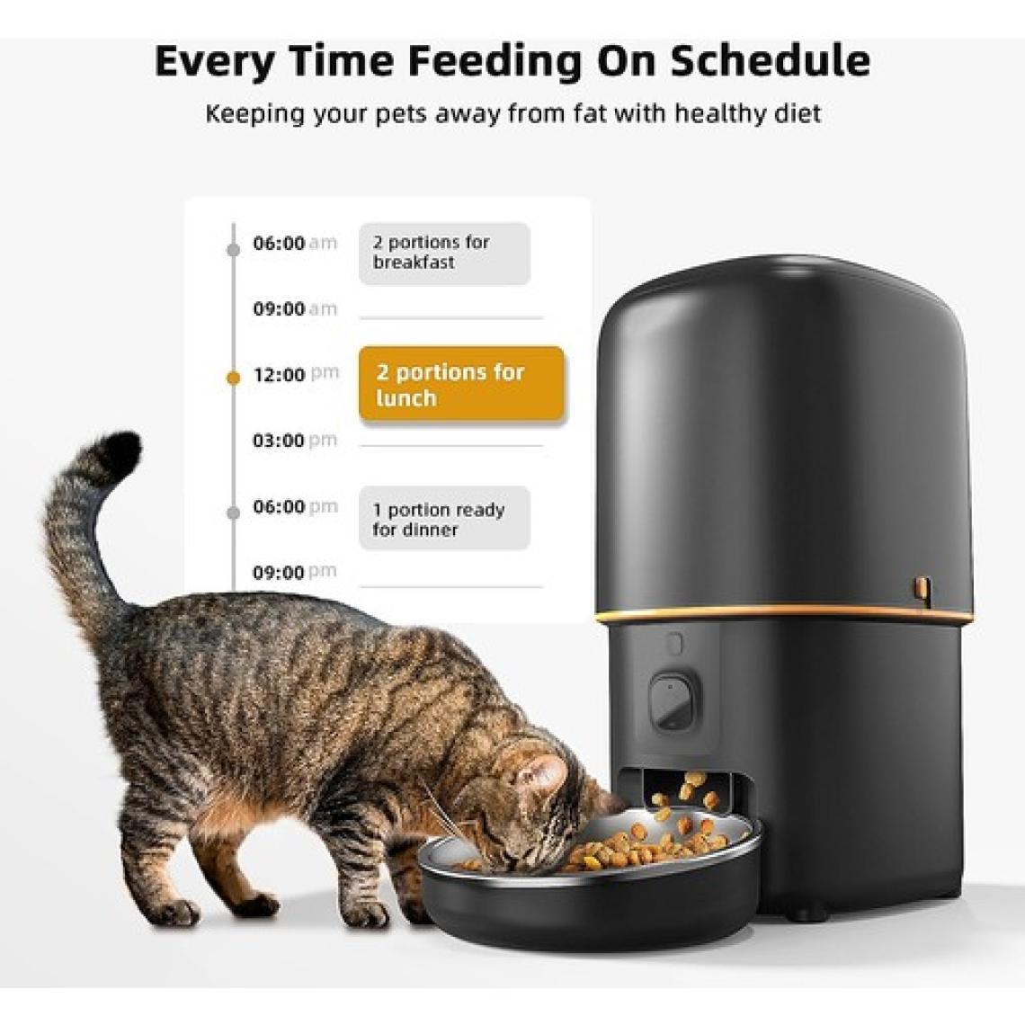Haustier PF05 Kameralı 1080P Fhd Gece Görüşlü, Akıllı Otomatik Kedi Mama Kabı, App ile Uzaktan Kontrol, Sesle Çağırma, 2.4ghz/5ghz, 4lt Hazne, Metal Kase