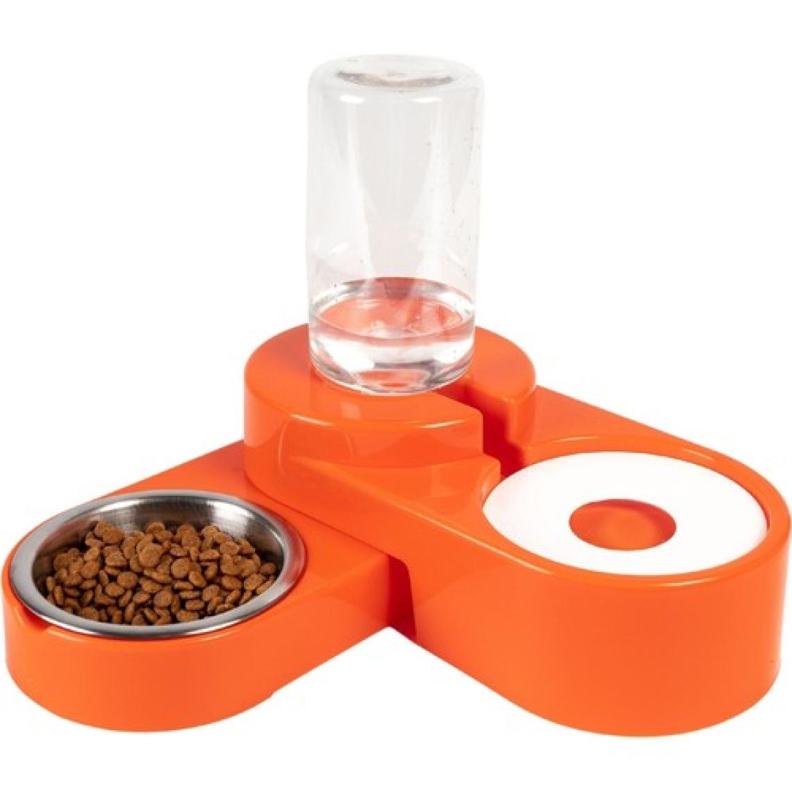 Miapet Köşeli Ayarlanabilir Hazneli Çelik Taslı Kedi-Köpek Mama ve Su Kabı Seti 1000ML