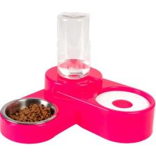 Miapet Köşeli Ayarlanabilir Hazneli Çelik Taslı Kedi-Köpek Mama ve Su Kabı Seti 1000ML