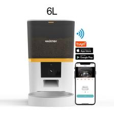 Haustier QQ005 Kameralı Akıllı Otomatik Kedi Mama Kabı , Wifi Uzaktan Kontrol, Sesle Çağırma, 480P Kamera, 6lt Hazne, Metal Kase, Beyaz