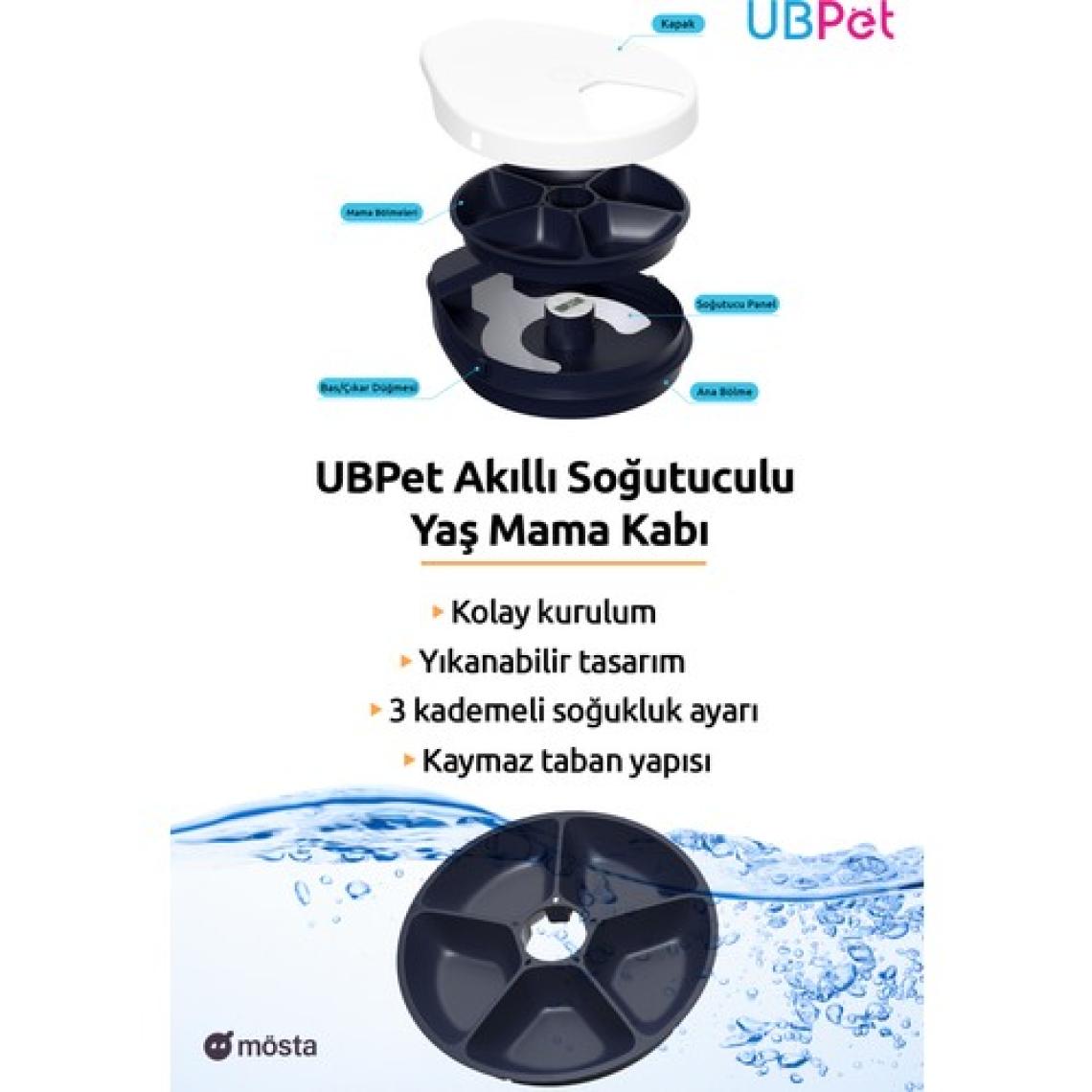 UBPet Akıllı Soğutuculu Yaş Mama Kabı, Otomatik Kedi-Köpek Besleyicileri, Uzun Ömürlü Soğutmalı Kuru ve Yaş Mama Servisi 3 Kademeli Soğutma Mod Ayarı