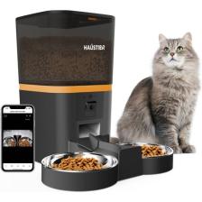 Haustier QQ009-DUAL Gece Görüşlü 1080P Fhd Kameralı, Akıllı Otomatik Kedi Mama Kabı, Tuya App-Wifi Uzaktan Kontrol, Sesle Çağırma, 2.4ghz-5ghz, 6lt Hazne, Çift Metal Kase