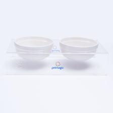 Petmagic Akrilik Pleksi Evcil Hayvan Beyaz Seramik Kaseli Mama ve Su Kabı -Şeffaf