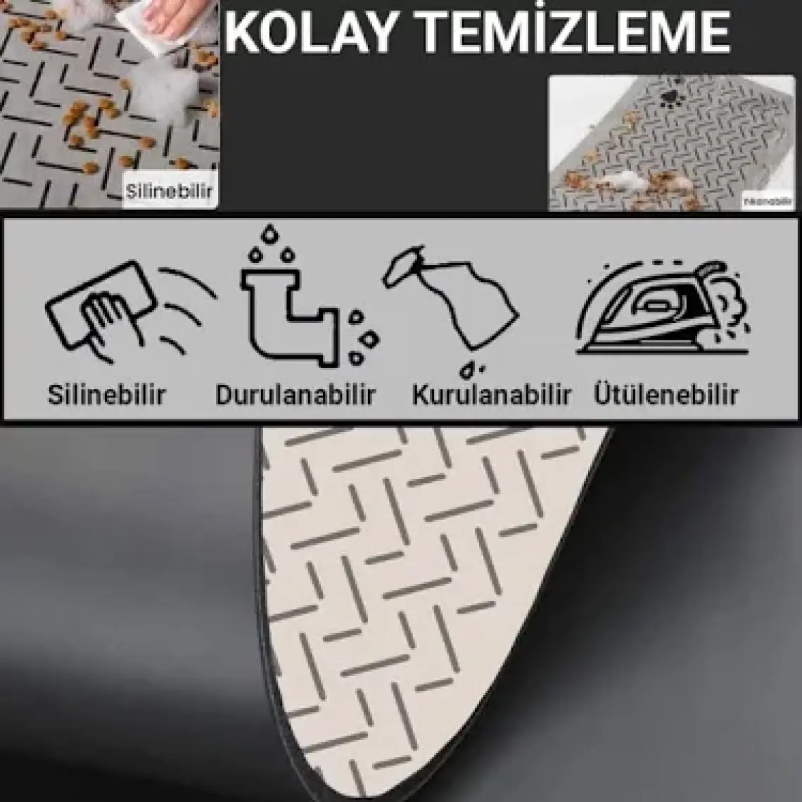 Matgo Pati Evcil Hayvan Besleme Matı Çizgi Patili Kaymaz Krem Rengi Kedi Köpek Mama Paspası 50 x 70 cm