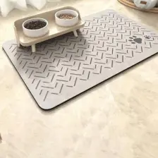 Matgo Pati Evcil Hayvan Besleme Matı Çizgi Patili Kaymaz Krem Rengi Kedi Köpek Mama Paspası 50 x 70 cm