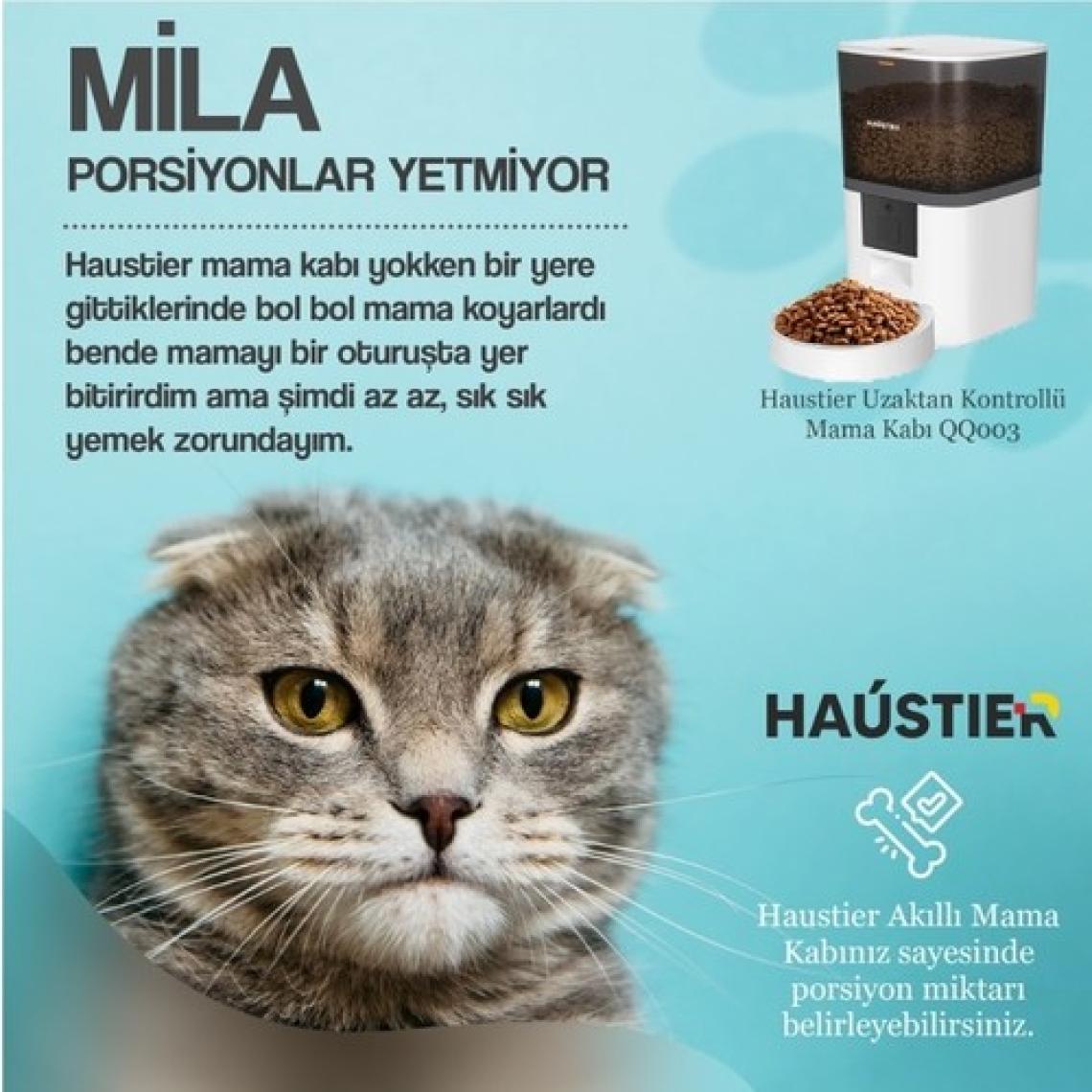 Haustier QQ003 Akıllı Kedi/köpek Otomatik Mama Kabı, App-Wifi ile Uzaktan Kontrol, Öğün Planlama,porsiyon Belirleme,6lt Hazne, Metal Kase