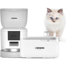 Xenon Smart Akıllı Otomatik Kedi Köpek Kameralı Mama Kabı Beyaz ve Ultra Sessiz Su Şelalesi 2'li Pet Ürünleri Seti