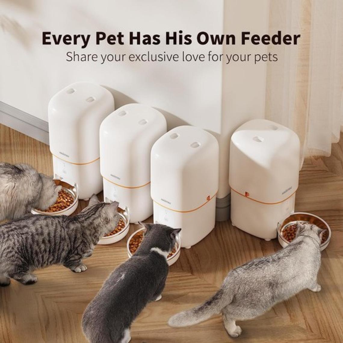 Haustier PF02 Akıllı Otomatik Kedi Mama Kabı , Tuya App-Wifi Uzaktan Kontrol, 4lt Hazne, Metal Kase