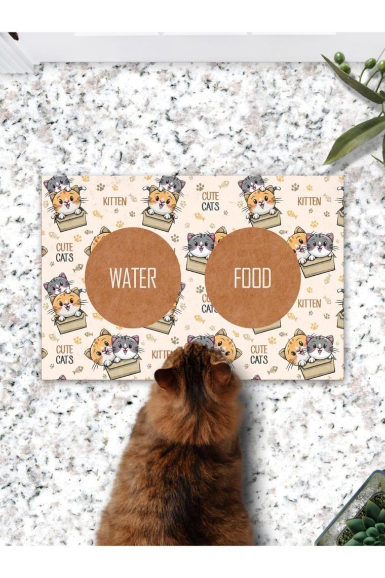 PatiPeti Cute Cats Kedi Köpek Mama Eğitim Paspası ve Beslenme Altlığı