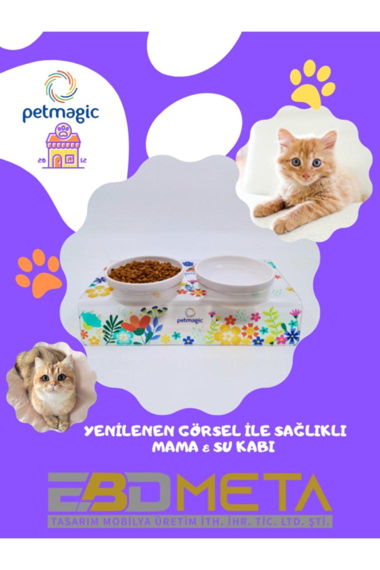 Petmagic Akrilik Pleksi Evcil Hayvan Seramik Kaseli Mama ve Su Kabı