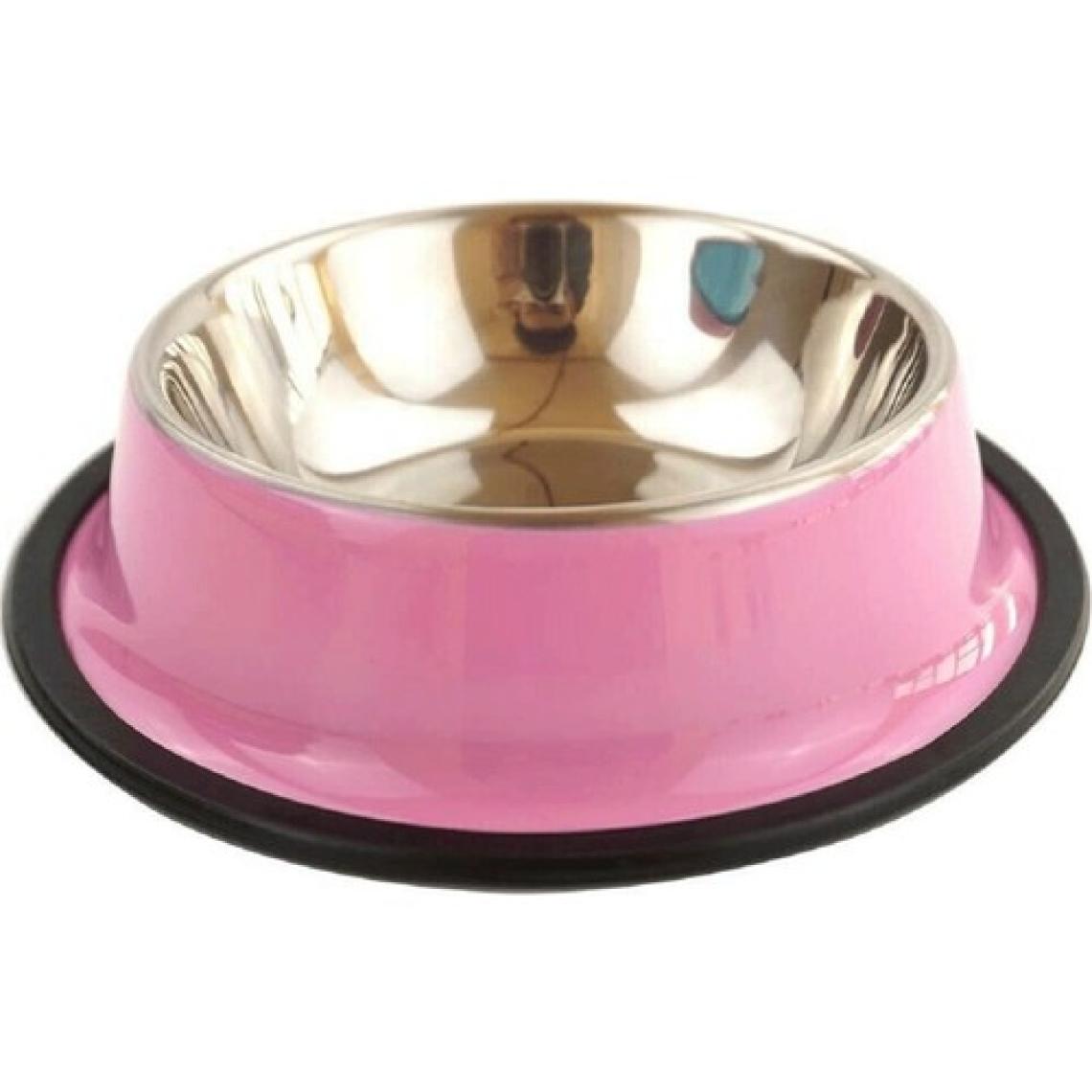 Haoer Kedi Köpek Paslanmaz Renkli Çelik Mama Kabı 16 cm Pembe