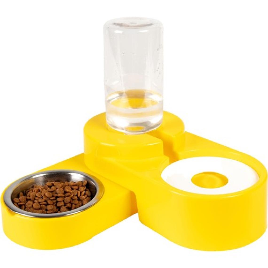Miapet Köşeli Ayarlanabilir Hazneli Çelik Taslı Kedi-Köpek Mama ve Su Kabı Seti 1000ML