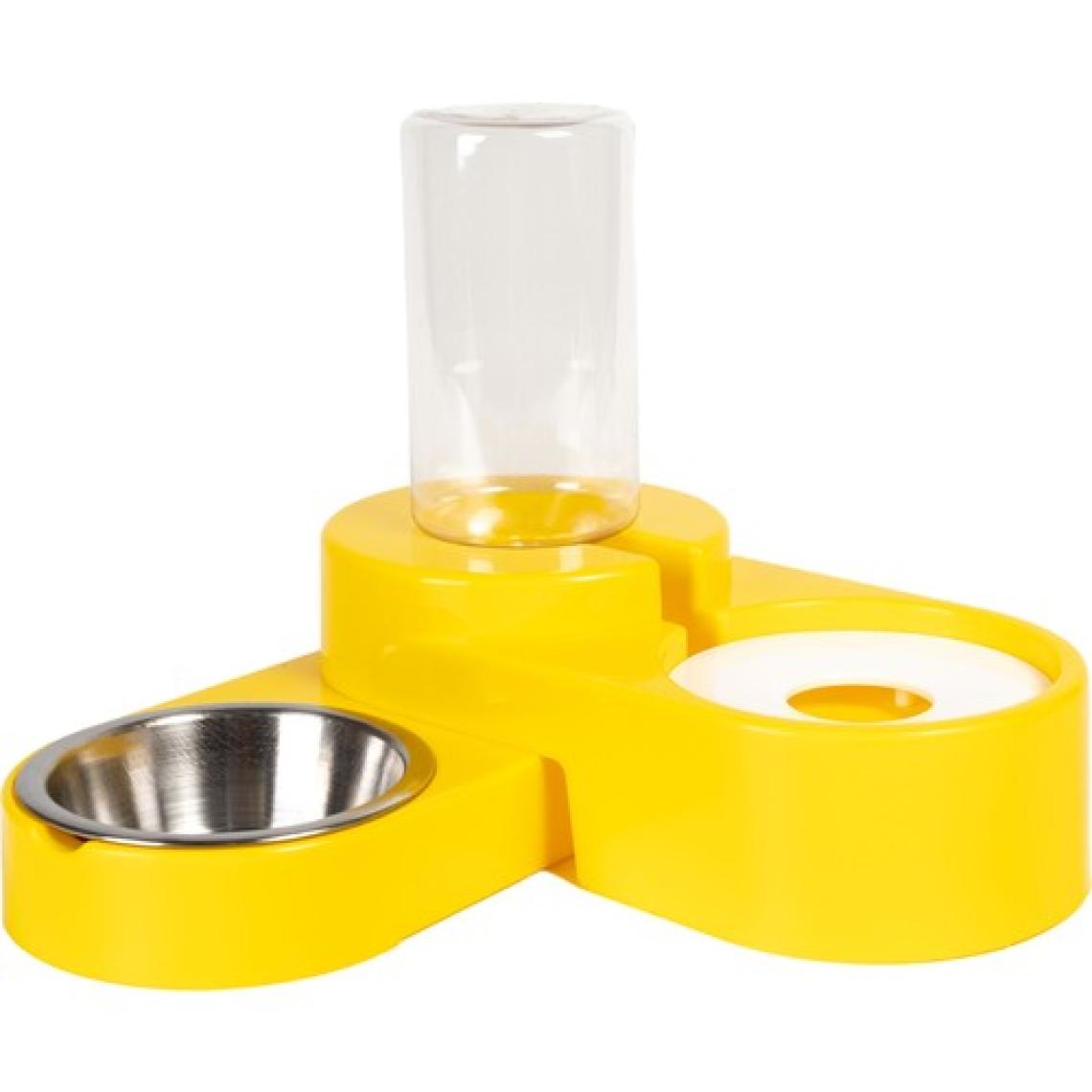 Miapet Köşeli Ayarlanabilir Hazneli Çelik Taslı Kedi-Köpek Mama ve Su Kabı Seti 1000ML