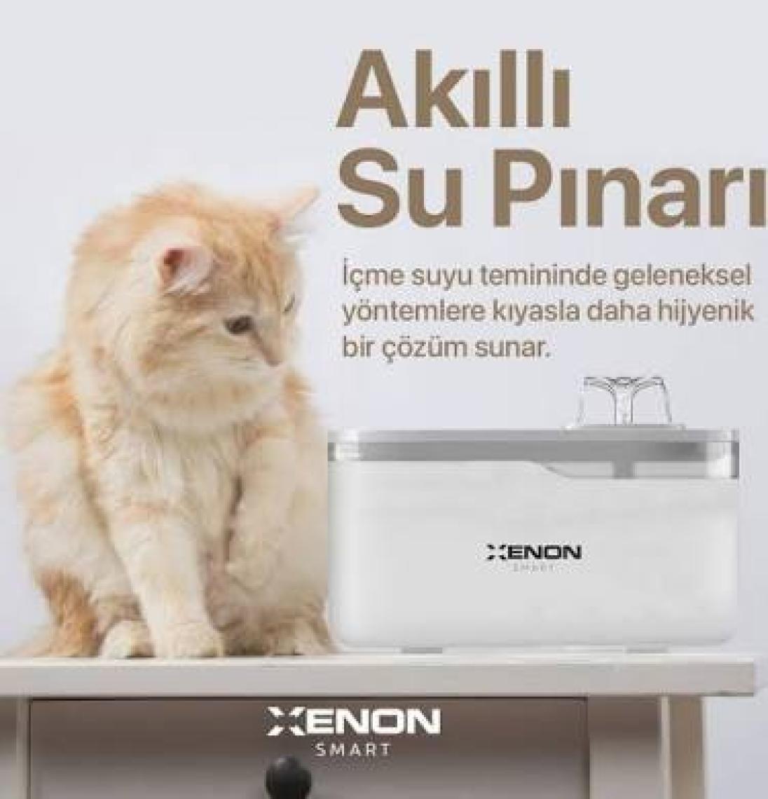 Xenon Smart Akıllı Otomatik Evcil Hayvan Besleyici Mama Kabı Beyaz Ultra Sessiz Su Pınarı ve Yedek Filtre 3'lü Pet Seti