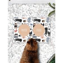 PatiPeti Kedi Desenli Kedi Köpek Mama Paspası ve Beslenme Altlığı 45X70CM