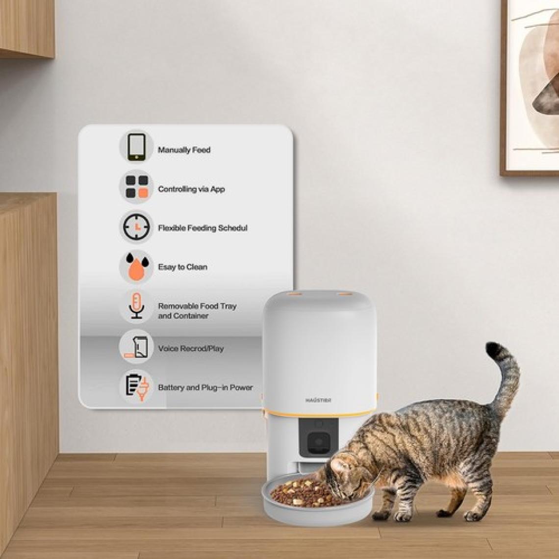 Haustier PF05 Kameralı 1080P Fhd Gece Görüş Akıllı Kedi Köpek Otomatik Mama Kabı, Tuya App-Wifi Uzaktan Kontrol, Sesle Çağırma, 2.4ghz/5ghz, 4lt Hazne, Metal Kase