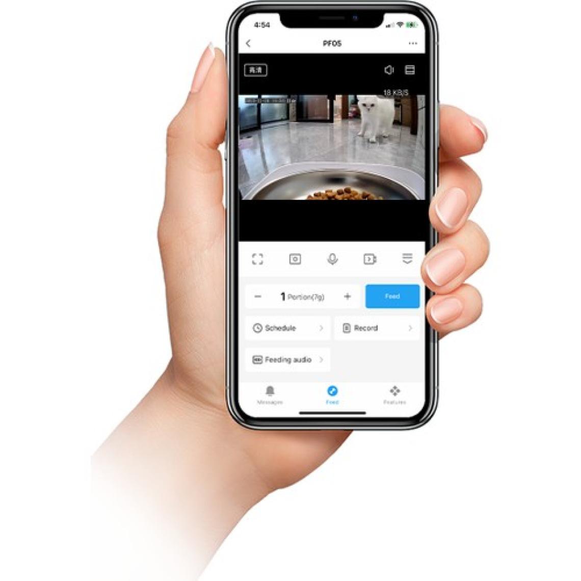 Haustier PF05 Kameralı 1080P Fhd Gece Görüş Akıllı Kedi Köpek Otomatik Mama Kabı, Tuya App-Wifi Uzaktan Kontrol, Sesle Çağırma, 2.4ghz/5ghz, 4lt Hazne, Metal Kase