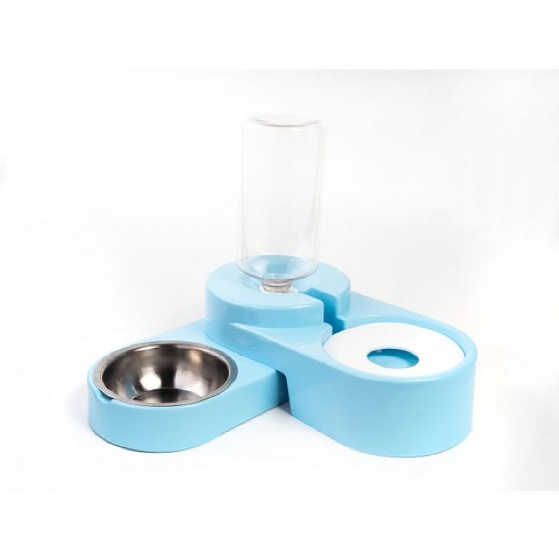Miapet Köşeli Ayarlanabilir Hazneli Çelik Taslı Kedi-Köpek Mama ve Su Kabı Seti 1000ML Pembe