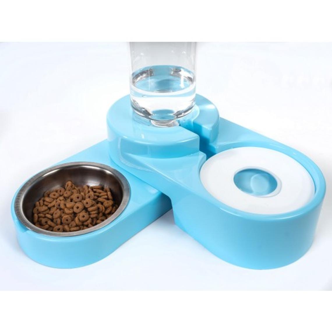 Miapet Köşeli Ayarlanabilir Hazneli Çelik Taslı Kedi-Köpek Mama ve Su Kabı Seti 1000ML Pembe