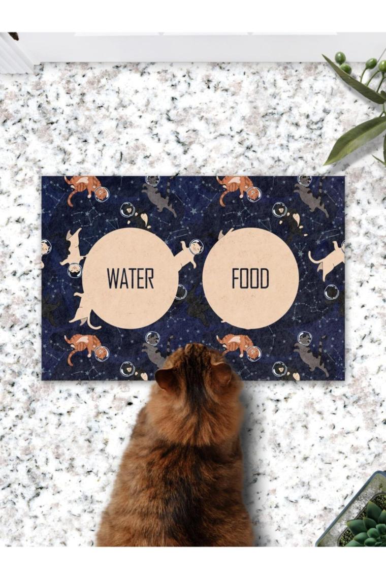 PatiPeti Uzaylı Kediler Kedi Köpek Eğitim Mama Paspası ve Beslenme Altlığı