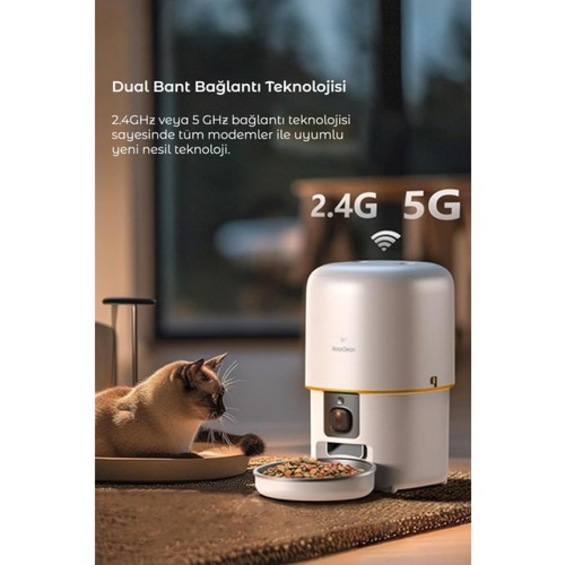 RossClean Pet Feeder 1080P Ayarlanabilir Kameralı - Wifili- Kedi Köpek Akıllı Mama Kabı