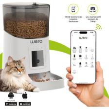 Wero Akıllı Kedi/Köpek Mama Kabı Pro (Geliştirilmiş 2025 versiyon) 1080p Ayarlanabilir Kamera, 6 Lt, Wifi Kontrol, Pet Feeder, Metal Kase