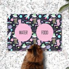 PatiPeti Space Renkli Kediler Kedi Köpek Eğitim Mama Paspası ve Beslenme Altlığı