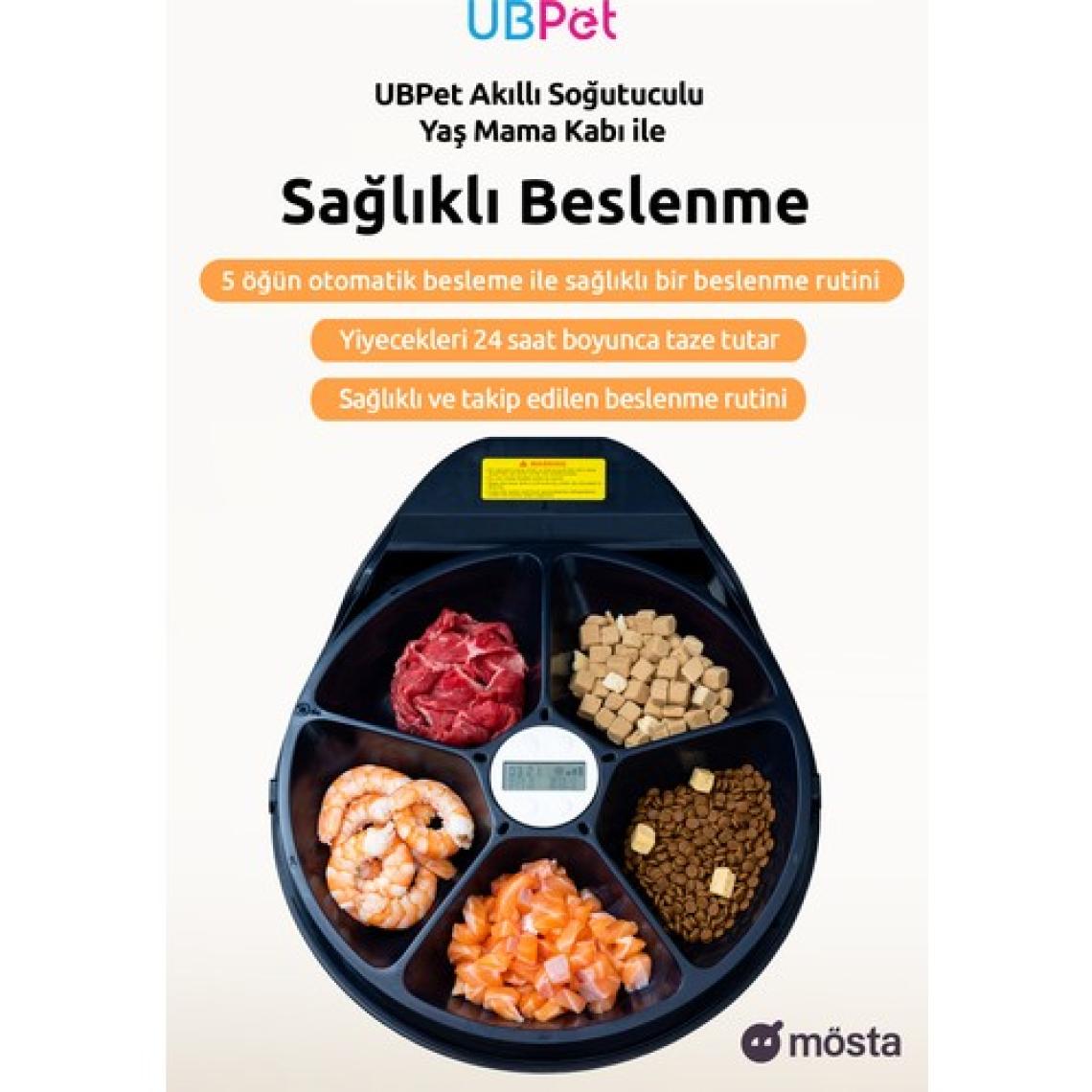 UBPet Akıllı Soğutuculu Yaş Mama Kabı, Otomatik Kedi-Köpek Besleyicileri, Uzun Ömürlü Soğutmalı Kuru ve Yaş Mama Servisi 3 Kademeli Soğutma Mod Ayarı