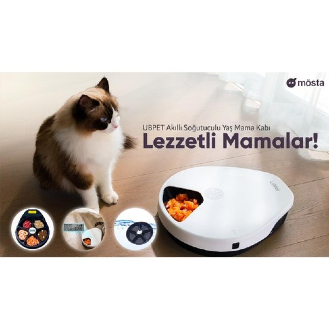 UBPet Akıllı Soğutuculu Yaş Mama Kabı, Otomatik Kedi-Köpek Besleyicileri, Uzun Ömürlü Soğutmalı Kuru ve Yaş Mama Servisi 3 Kademeli Soğutma Mod Ayarı