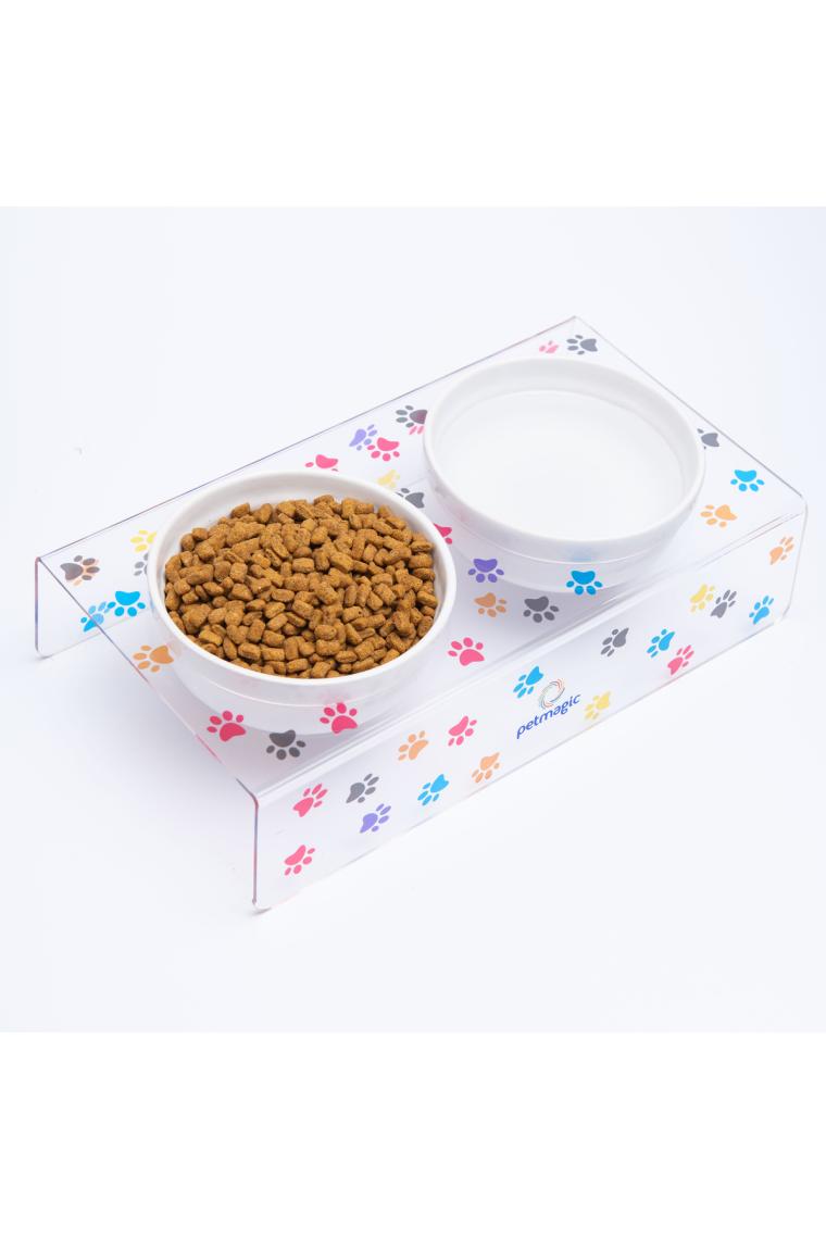 Petmagic Akrilik Pleksi Evcil Hayvan Seramik Kaseli Mama ve Su Kabı
