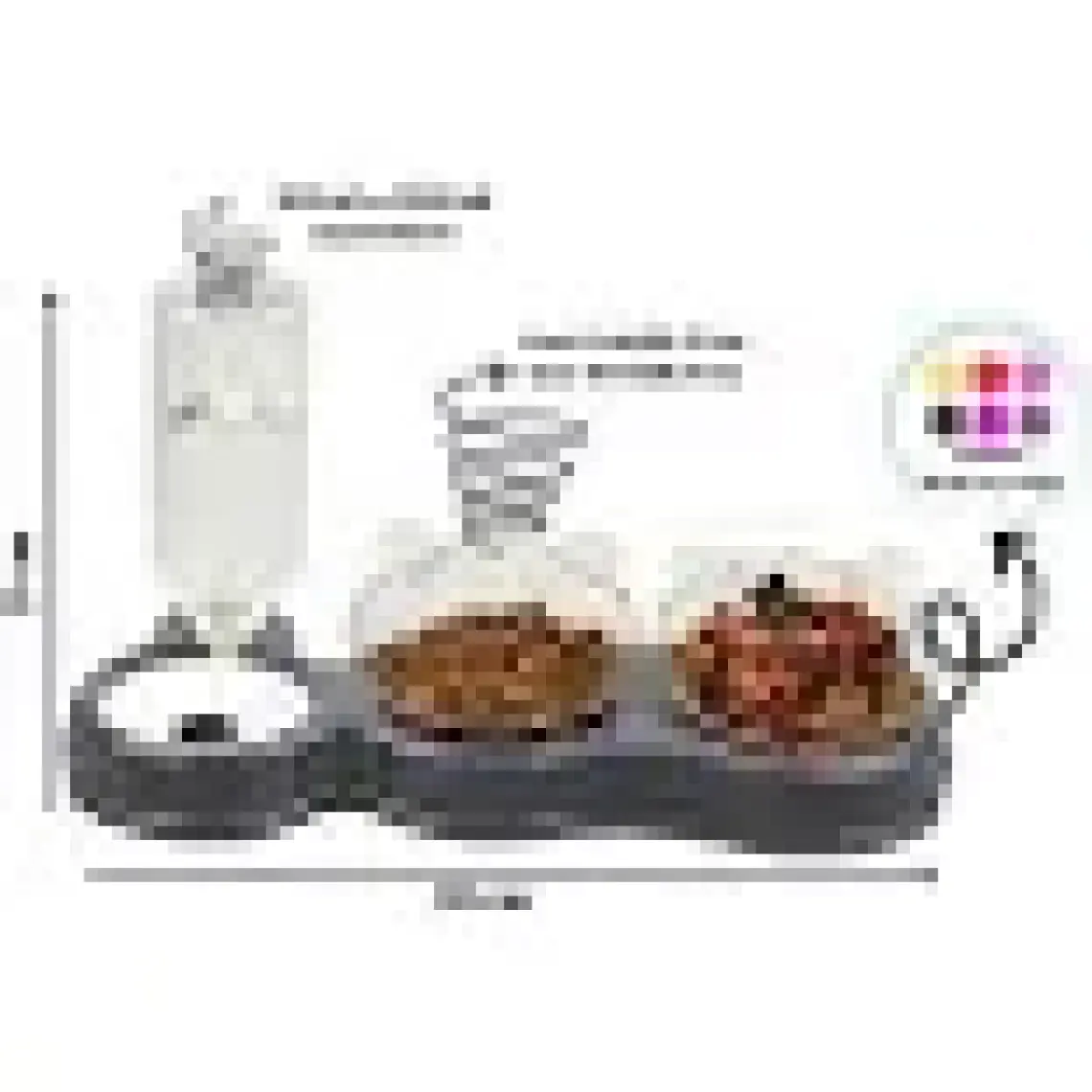 Glipet Çift Hazneli- 3' Lü Beslenme Mama ve Su Kabı Gri 500ML 36*21*16 cm