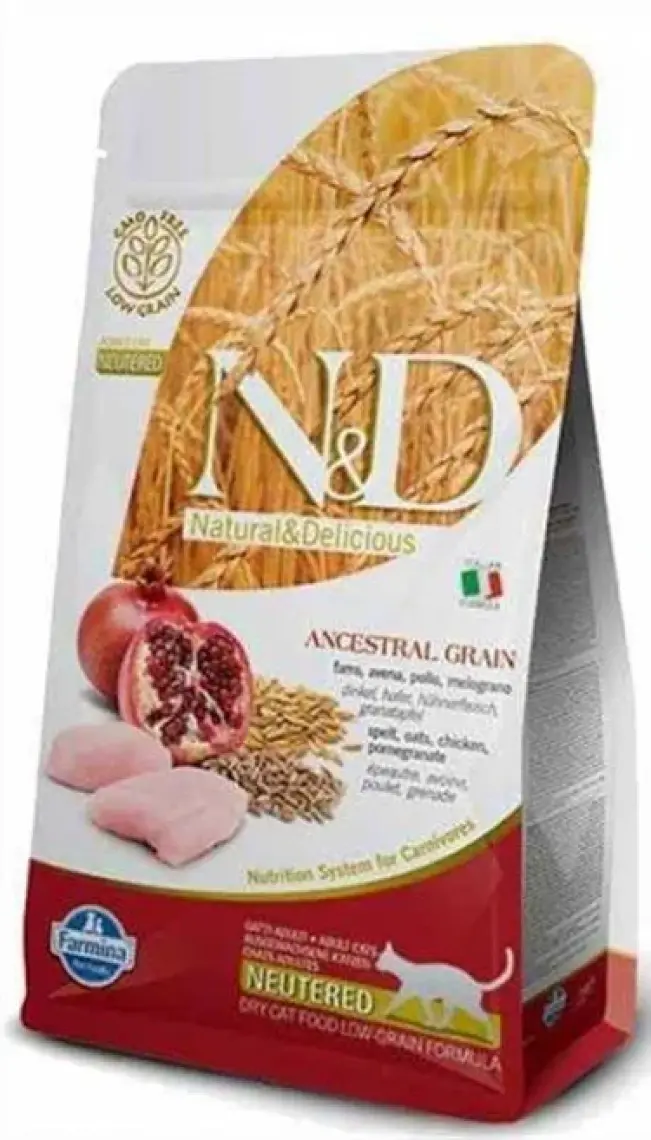 N&D Düşük Tahıllı Tavuk ve Narlı Kısırlaştırılmış Kedi Maması 10 kg