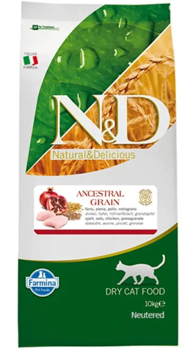 N&D Düşük Tahıllı Tavuk ve Narlı Kısırlaştırılmış Kedi Maması 10 kg