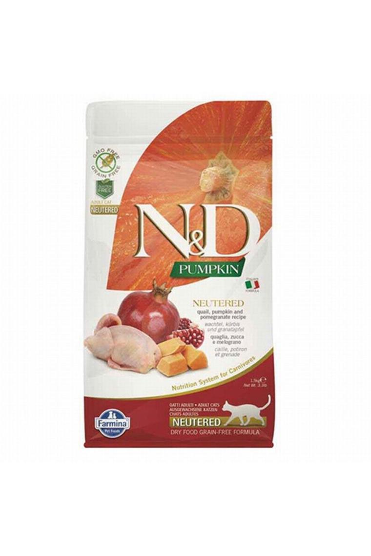 N&D Pumpkin Bıldırcınlı Balkabaklı ve Narlı 5 kg Kısırlaştırılmış Yetişkin Kedi Maması