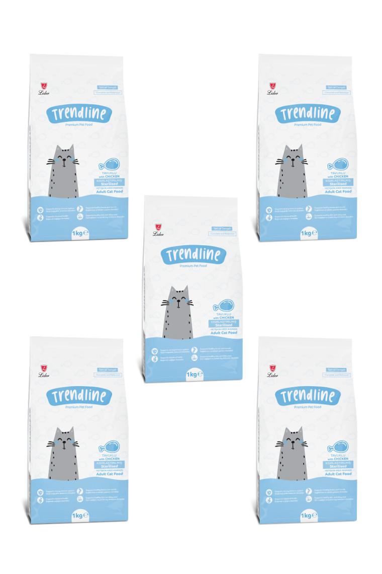 Trendline Sterilised Tavuklu Kısır Kedi Maması 1 kg * 5 Adet