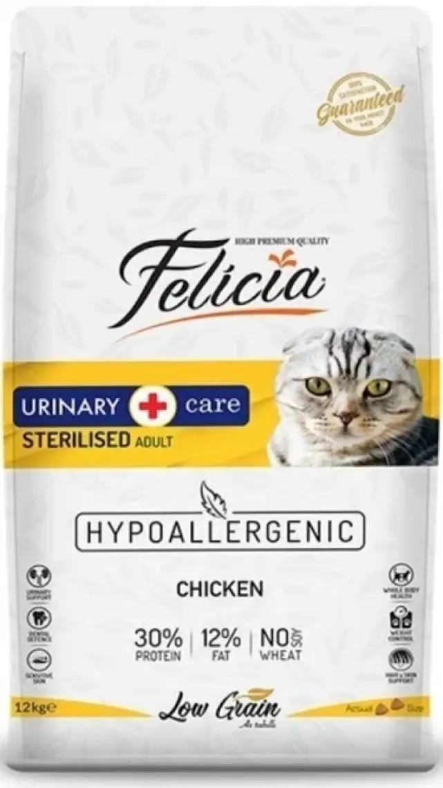 Felicia Düşük Tahıllı Hipoalerjenik Tavuklu Kısırlaştırılmış Yaşlı ve Yetişkin Kedi Maması 12kg