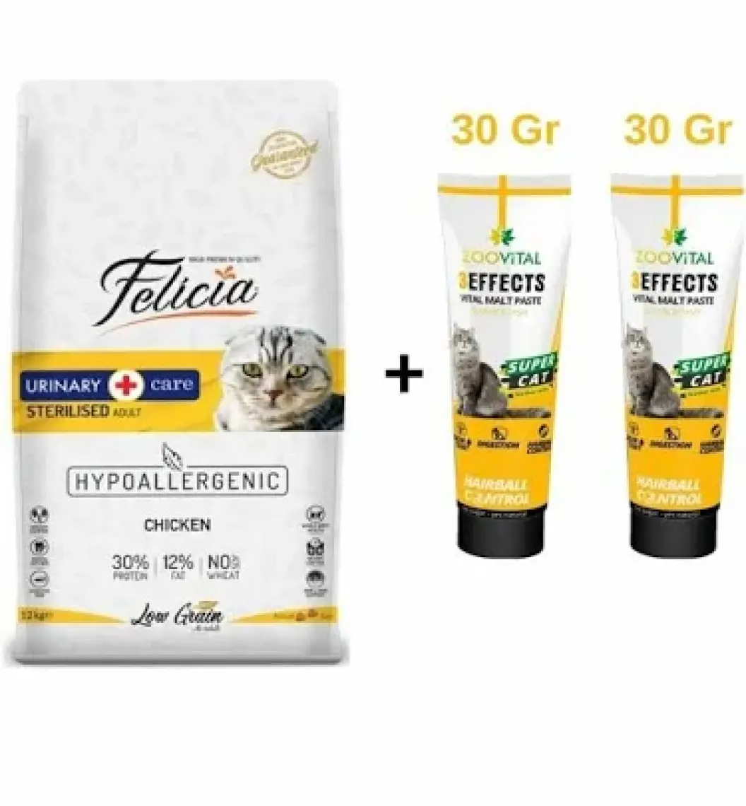 Felicia Düşük Tahıllı Hipoalerjenik Tavuklu Kısırlaştırılmış Yaşlı ve Yetişkin Kedi Maması 12kg