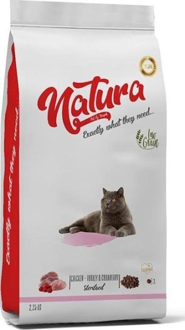 Natura Kısırlaştırılmış Tavuk Hindi Üzümlü Kedi Maması 2.25 kg