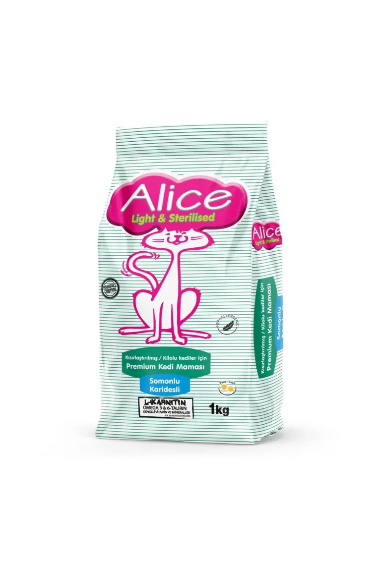 Alice Light & Sterilised Somonlu Karidesli - Kısırlaştırılmış / Kilolu Kediler Için 3x1 kg ( 3 Adet 1 Kg)