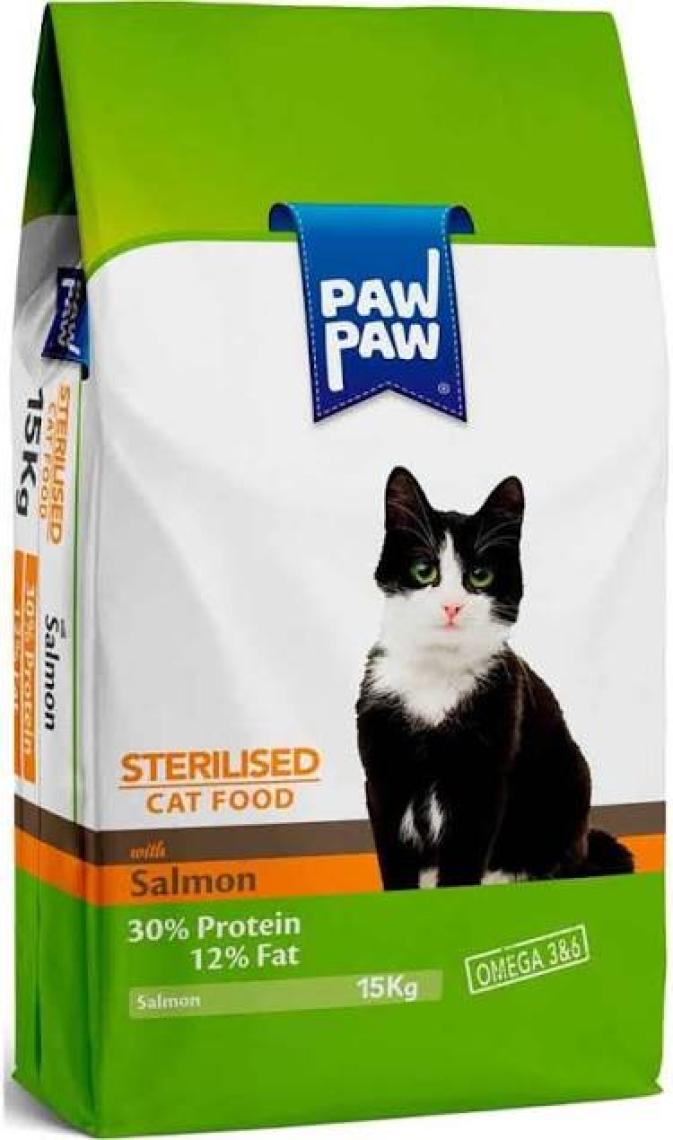 Pawpaw Sterilised Somonlu Kısırlaştırılmış Kedi Maması 15 Kg