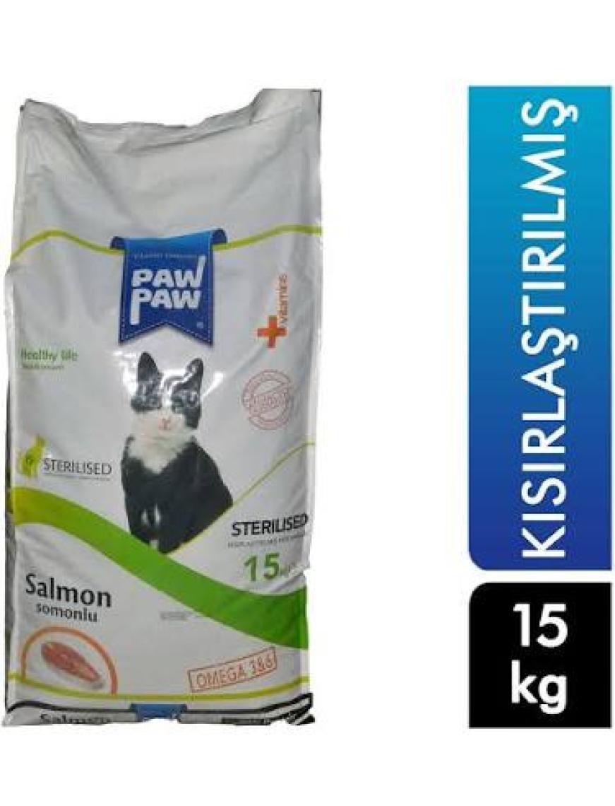 Pawpaw Sterilised Somonlu Kısırlaştırılmış Kedi Maması 15 Kg