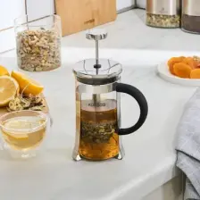 Cookplus x Karaca Coffee Bean Kaşık Hediyeli Borosilikat Cam French Press Metalik 350 Ml