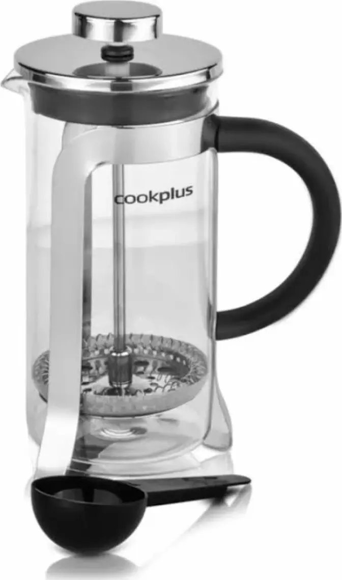 Cookplus x Karaca Coffee Bean Kaşık Hediyeli Borosilikat Cam French Press Metalik 350 Ml