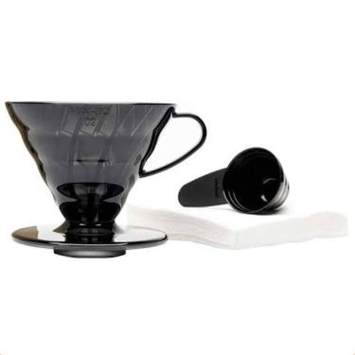 Hario V60 02 Siyah Şeffaf Plastik Dripper ve 40’lı Filtre Kağıdı Seti