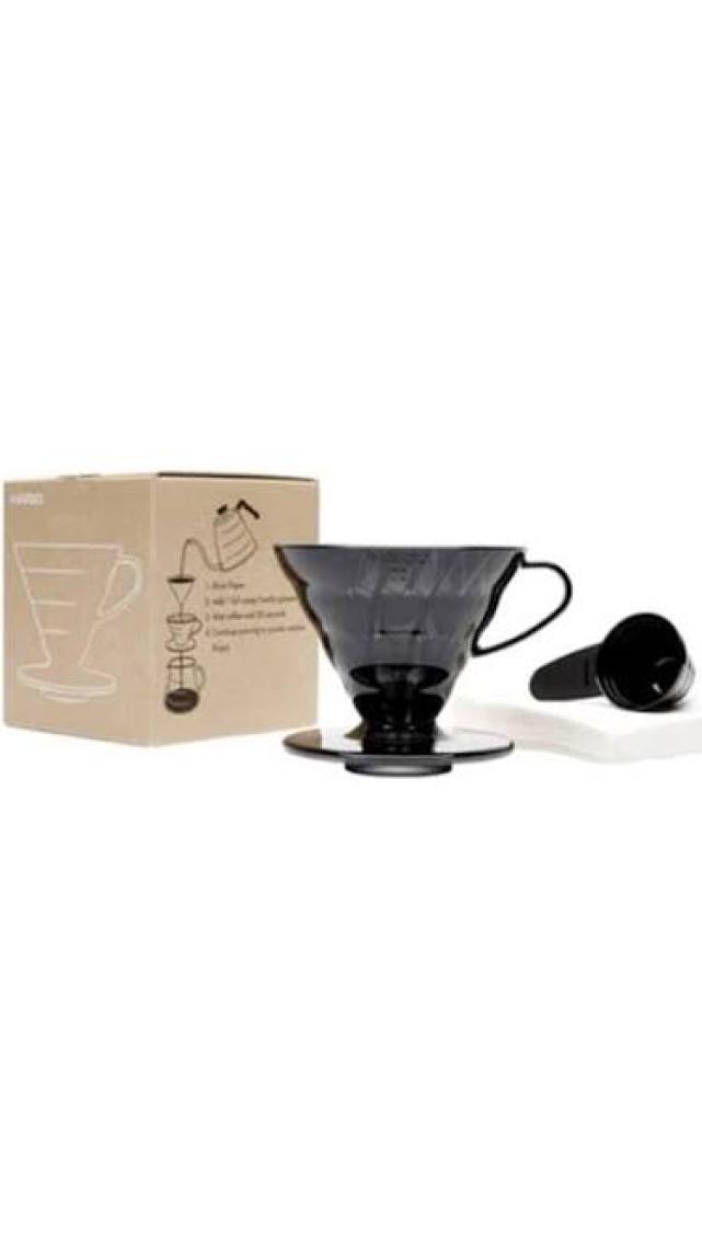 Hario V60 02 Siyah Şeffaf Plastik Dripper ve 40’lı Filtre Kağıdı Seti