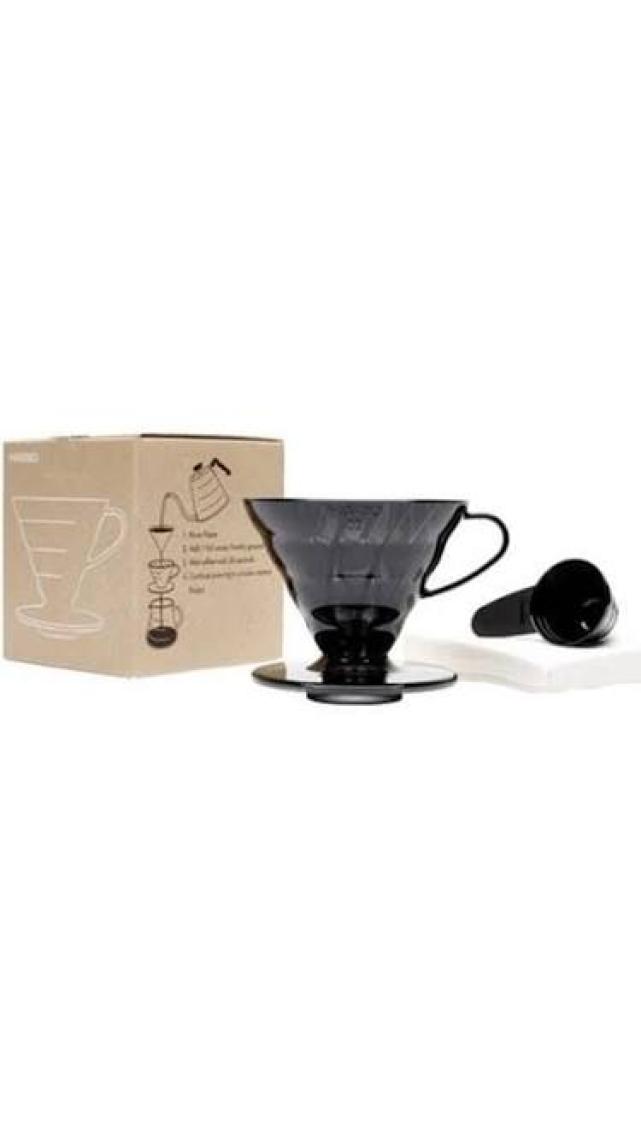 Hario V60 02 Siyah Şeffaf Plastik Dripper ve 40’lı Filtre Kağıdı Seti