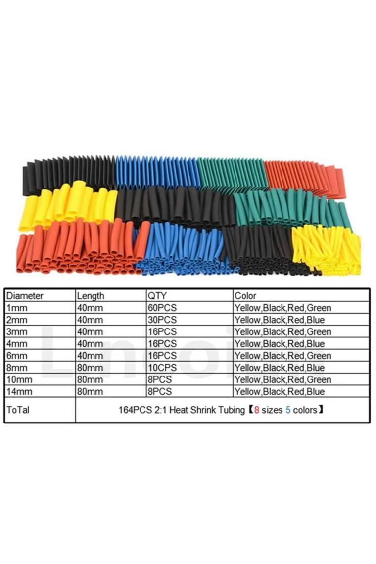 164 Adet Renkli Makaron Seti Daralan Makaron Kablo Koruyucu Kılıf Makaron Set 164 Parça