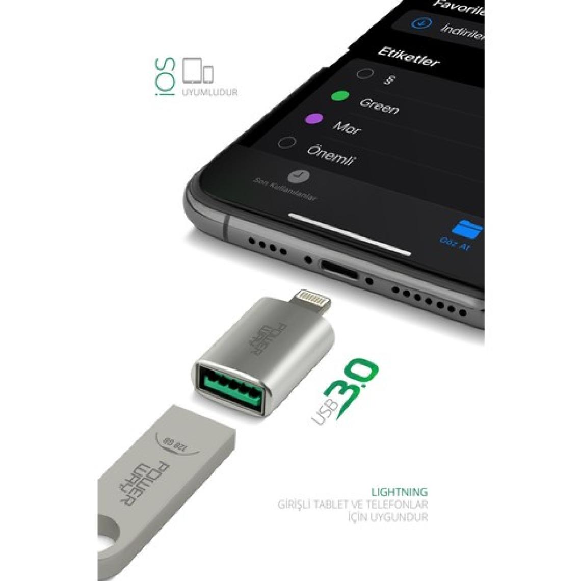 Powerway Lightning To USB 3.0 (Yüksek Hızlı) Veri Aktarımı Apple Uyumlu Otg Çevirici Dönüştürücü