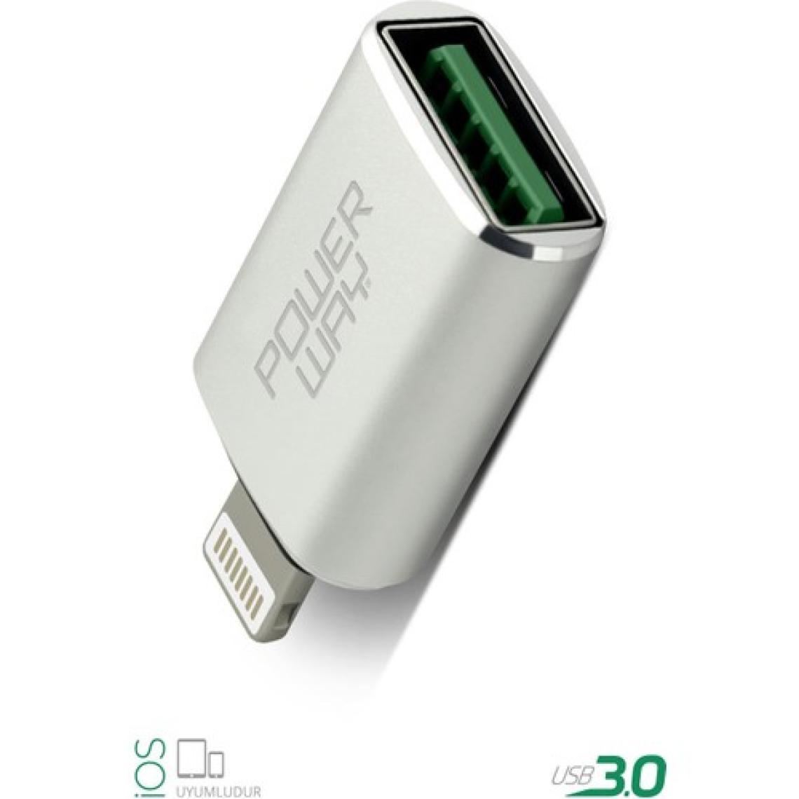 Powerway Lightning To USB 3.0 (Yüksek Hızlı) Veri Aktarımı Apple Uyumlu Otg Çevirici Dönüştürücü